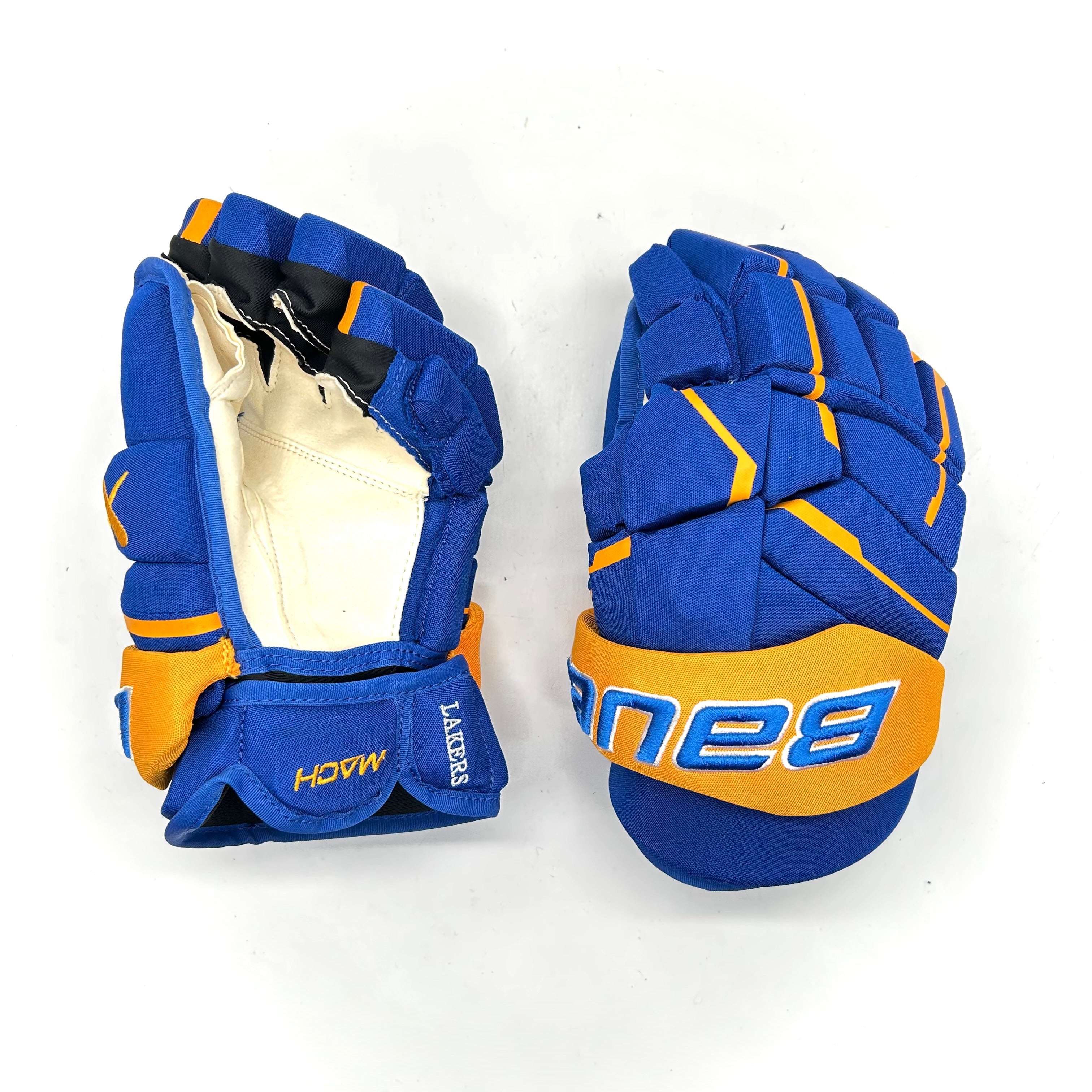 Gants de hockey Bauer Supreme Mach - NCAA Pro Stock (bleu/jaune)